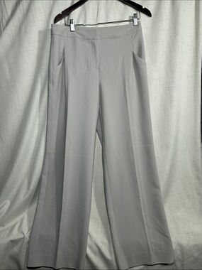 St. John Light Gray Wide-Leg Trousers